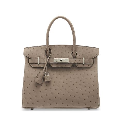 HERMES Ostrich Birkin 30 Gris Asphalte